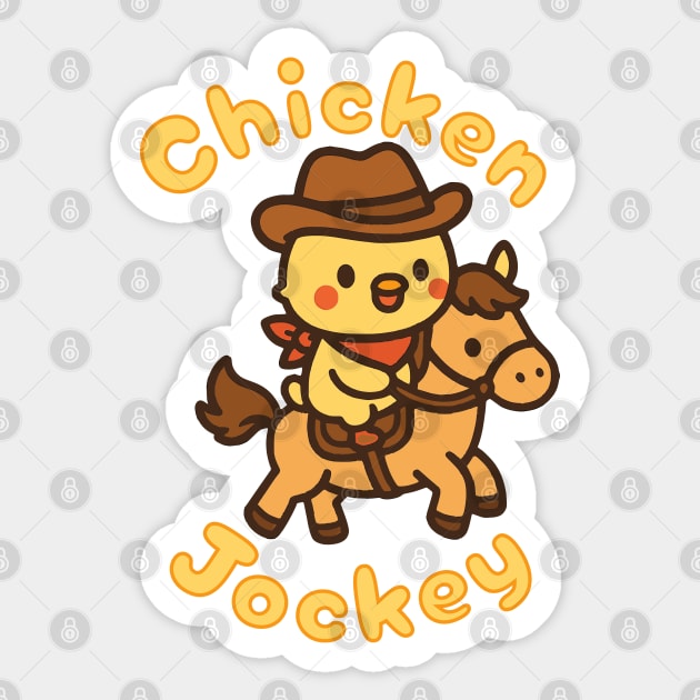 Chicken Jockey Cute Kawaii Cowboy Chicken Riding a Pony Sticker by Yesteeyear
